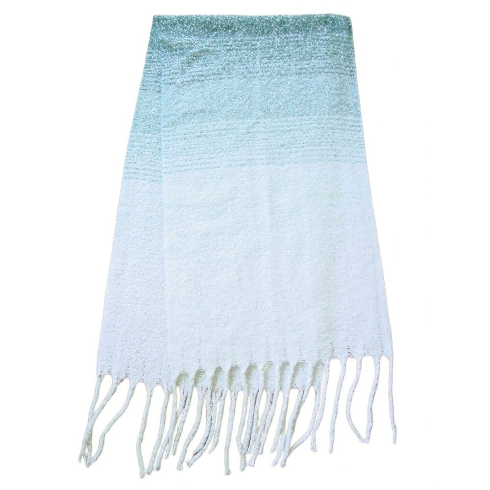 MER SEA Always By The Sea $98 Fluffy Fringed Ombre Stripe Wrap Scarf O/S
